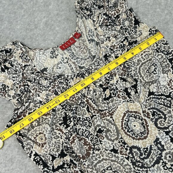 VTG ELLE Women’s Blouse M Paisley Knit Top Side Tie Waist Flutter Cap Sleeve - Picture 6 of 10